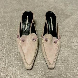 Donald Pilner Pale blush suede mules
